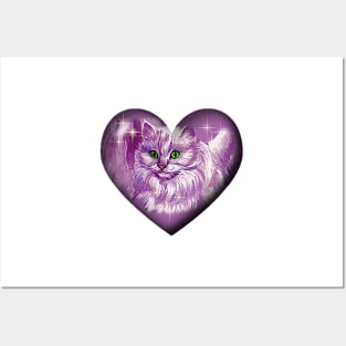 purple cat Posters and Art